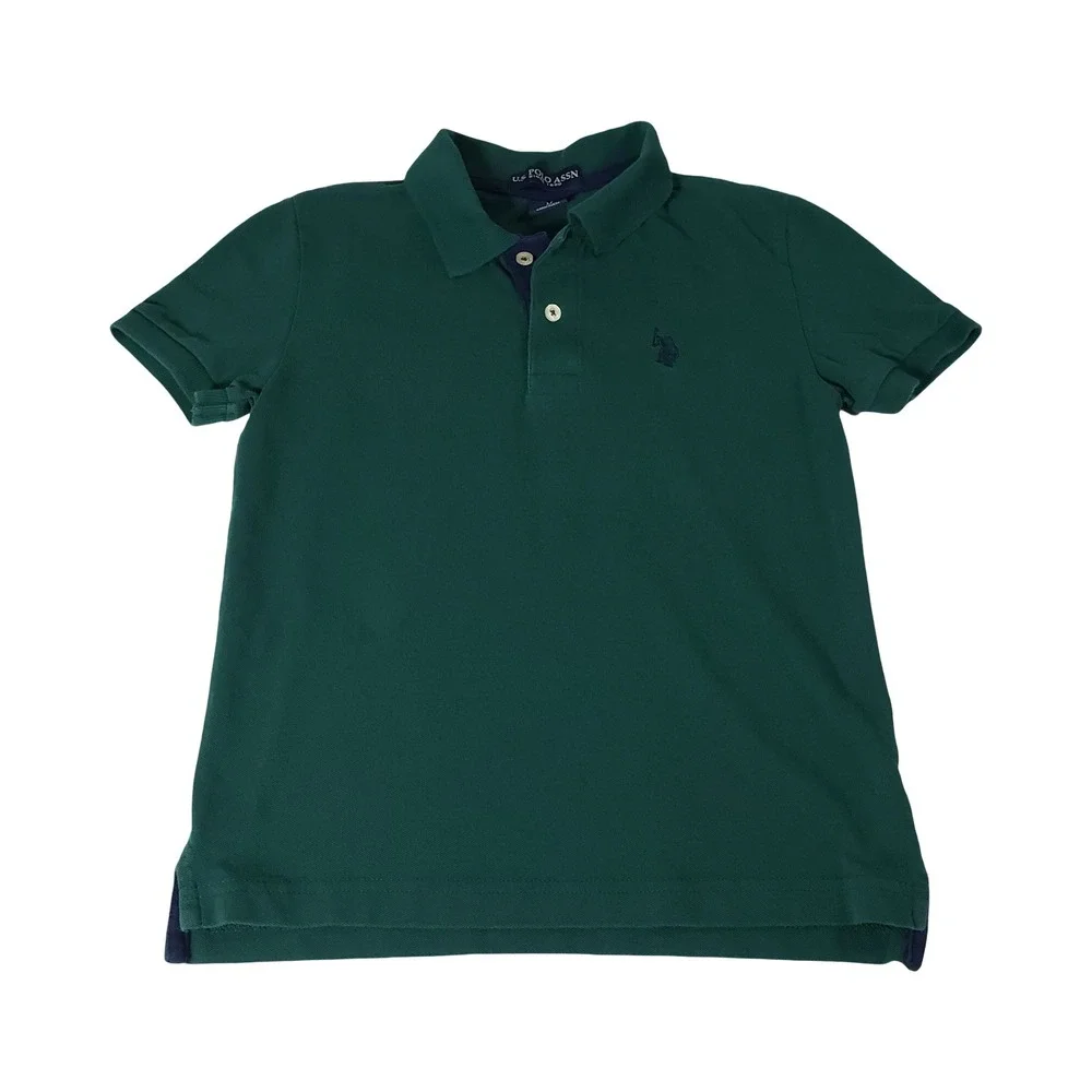 US Polo Assn Boys Green Short Sleeve Pique Polo Shirt Size M 8